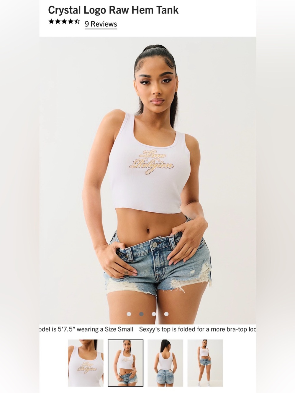 True Religion Crystal Logo Raw Hem Tank